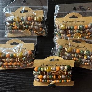 Fashion Jewelry Earthy Toned Beaded Bracelets Lot of 5! Perfect for resale!